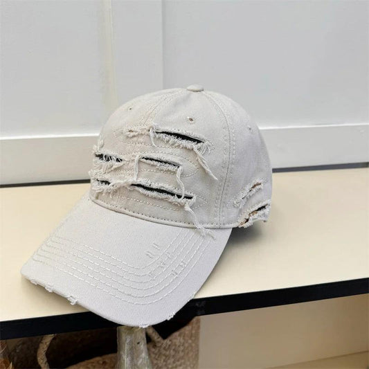 Men's Old Ripped Soft Top Baseball Cap by GJG Denim