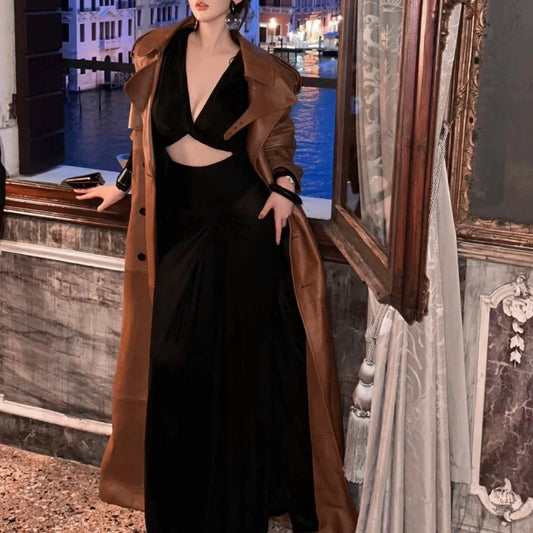 Autumn And Winter New Sheepskin Fried Street Handsome Trench Coat by GJG Denim