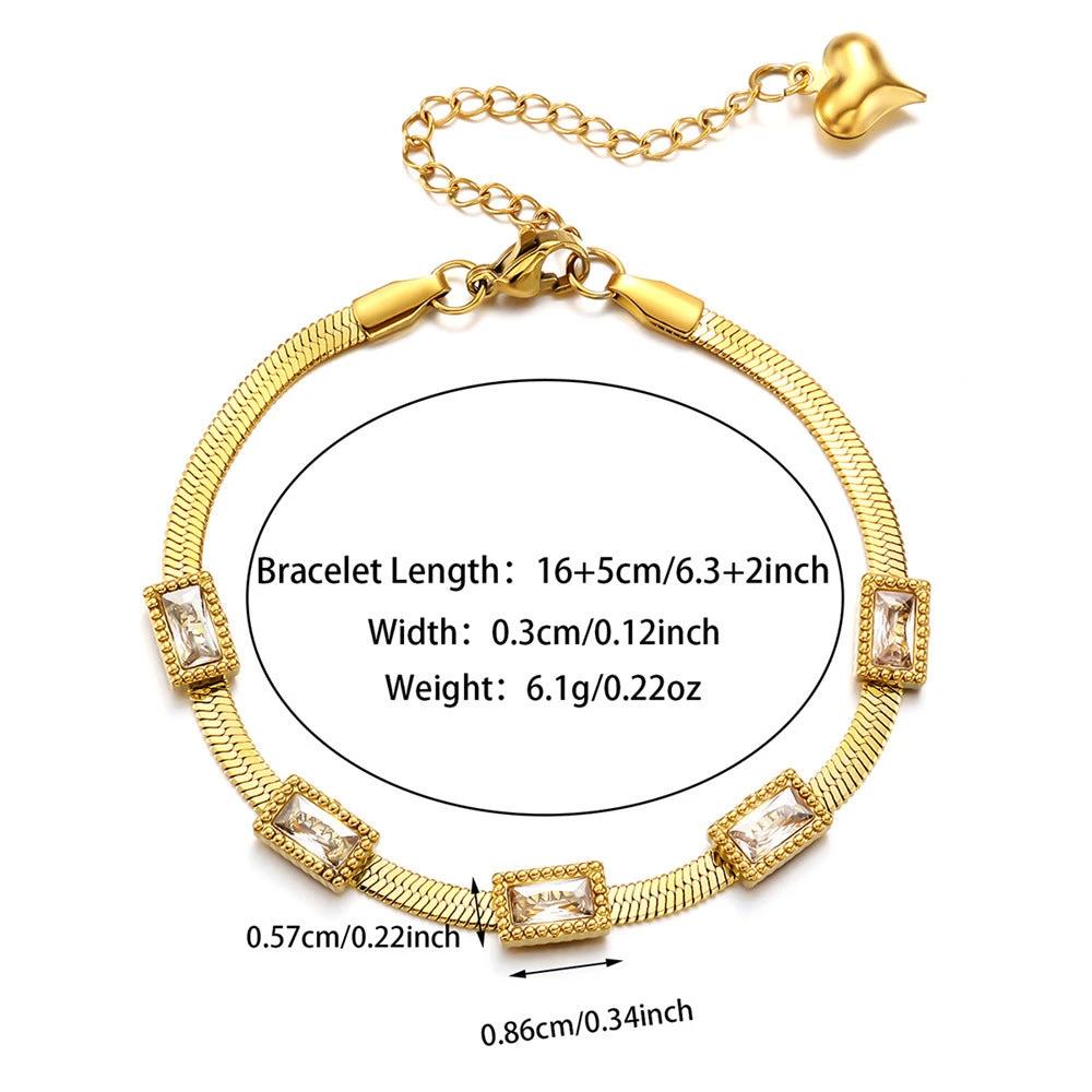 Womens Stainless Steel Fashionable Multi-Zircon Blade Chain Bracelet by GJG Denim