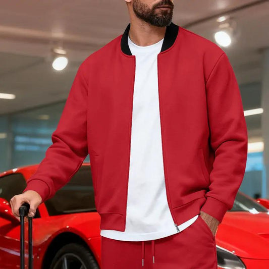 Men's Stand-Up Collar Sporty-Casual Zip-Up Suit by GJG Denim
