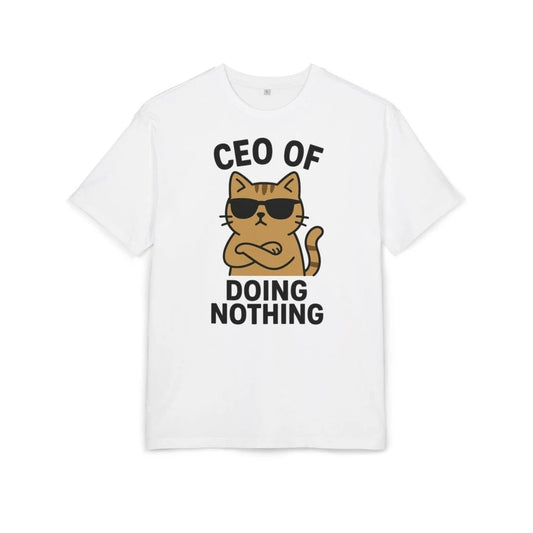 Men's Funny Cat Print Round Neck Short Sleeve Shirt by GJG Denim