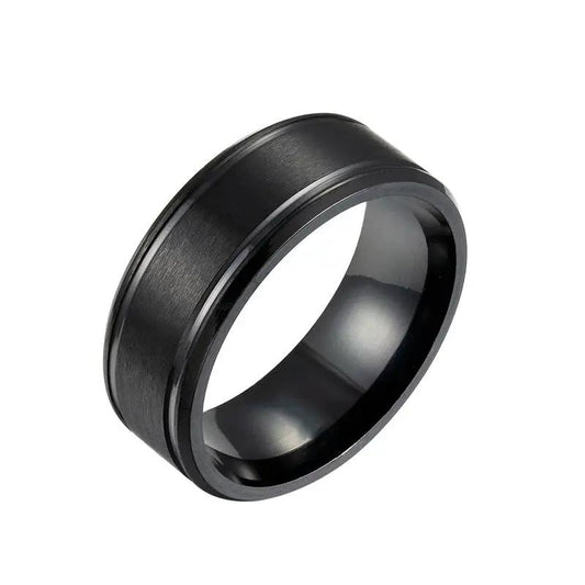 Men's Ring Black Sliver Gold 8MM by GJG Denim
