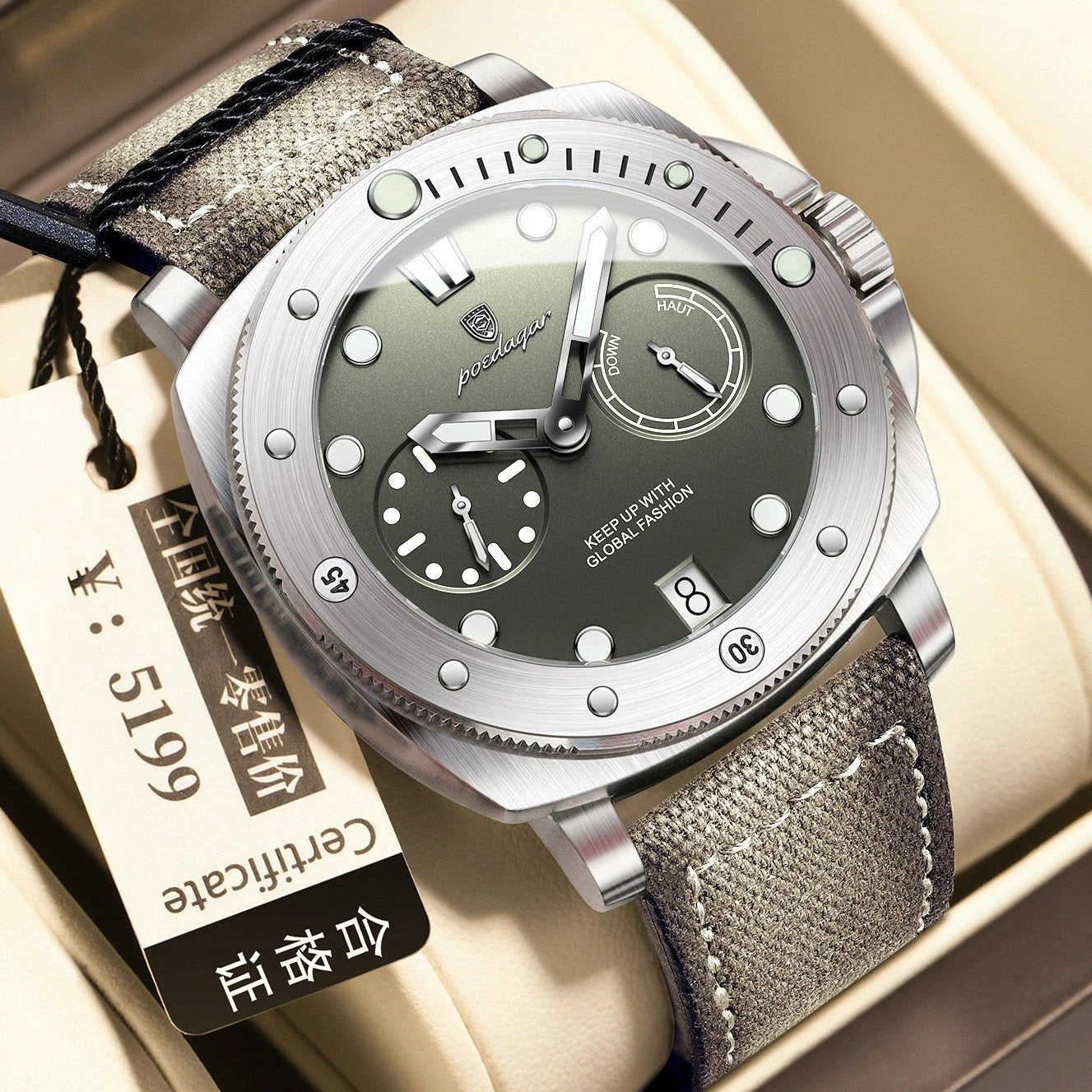 Stylish Multifunctional Waterproof Casual Trendy Luminous Men's Quartz Watch by GJG Denim