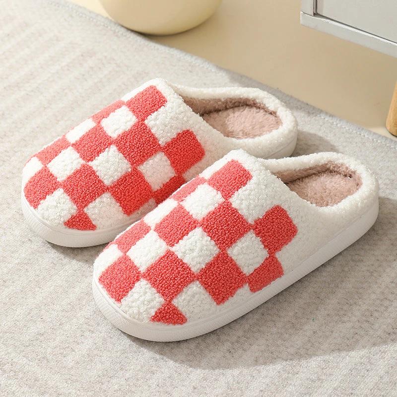 Men's Checkerboard Print Slippers by GJG Denim