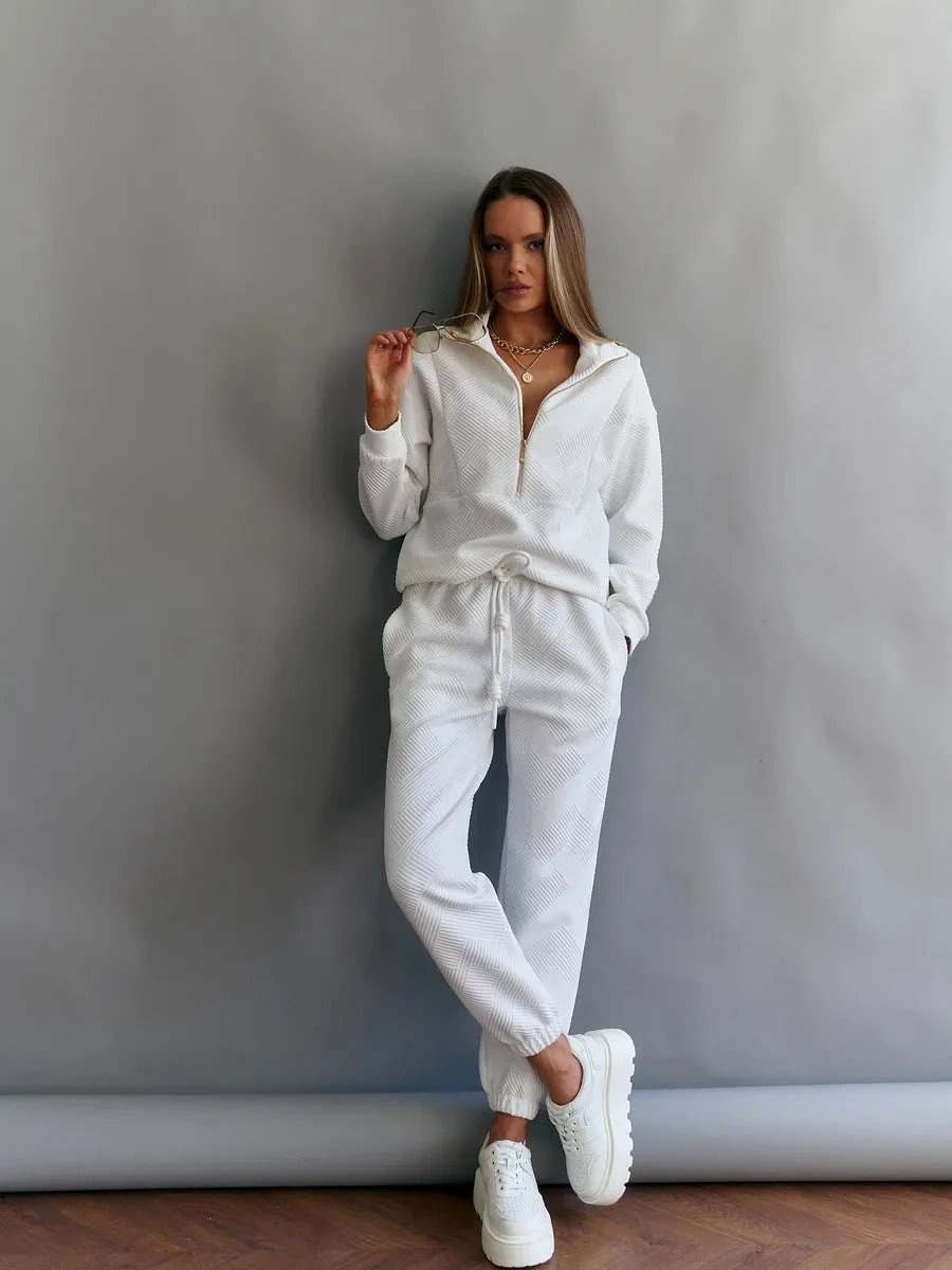 Loose Zip Top Drawstring Trousers Two-piece Set by GJG Denim