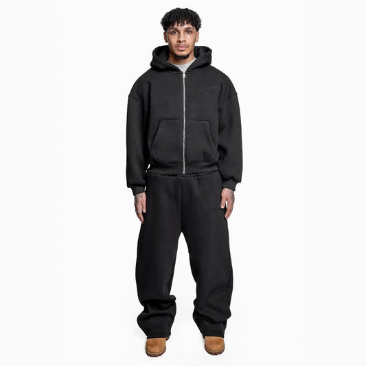 Street Fashion All-match Sweater Loose Straight Pants Set by GJG Denim