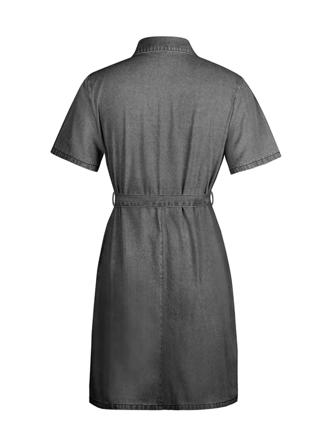 Full Size Zip Front Short Sleeve Denim Dress Plus Size by Lady Ros