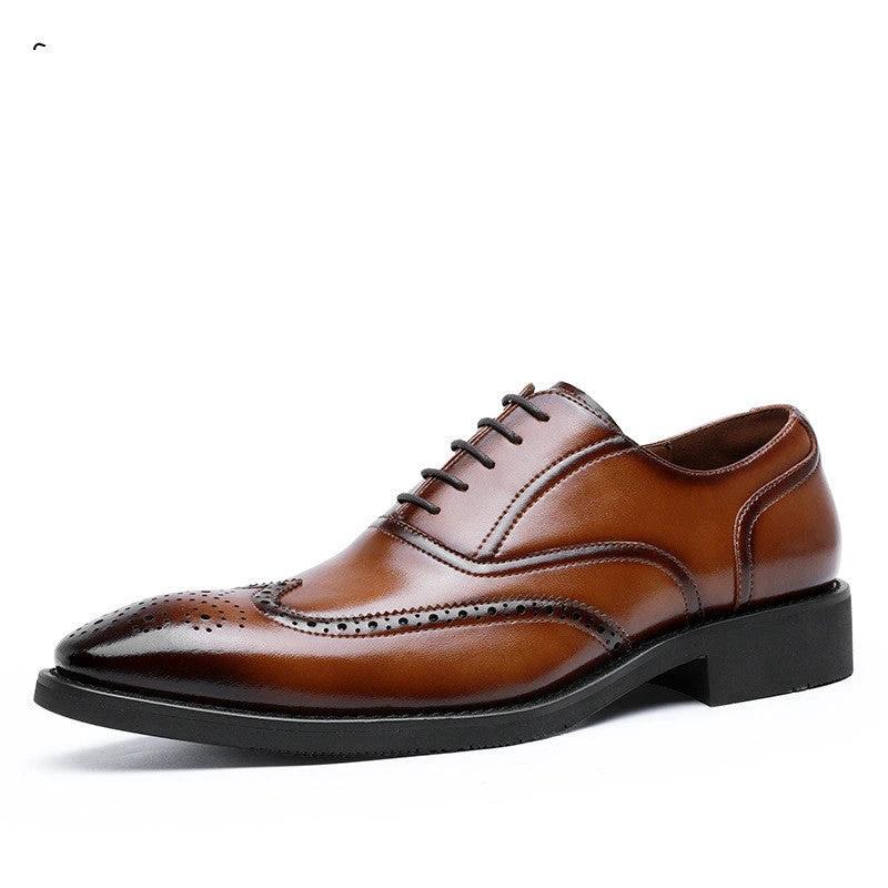 Men's Leather Oxford Shoes Rubber Sole by GJG Denim