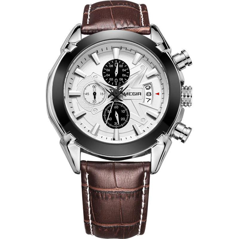 Men's Multifunctional Timing Quartz Three Eyes And Six Needles Waterproof Luminous Watch by GJG Denim