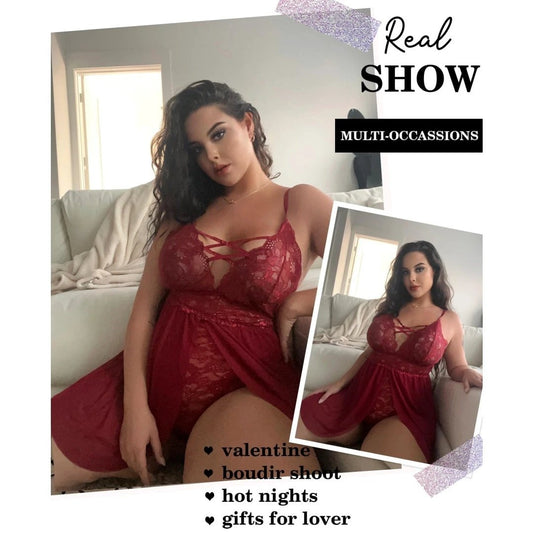 Plus Size Babydoll Womens Snap Crotch Lingerie V NeckLace Nighty Sleepwear Womenswear Comfort BasicMinimalist Spaghetti Strap Lingerie For Women Nightgown by GJG Denim