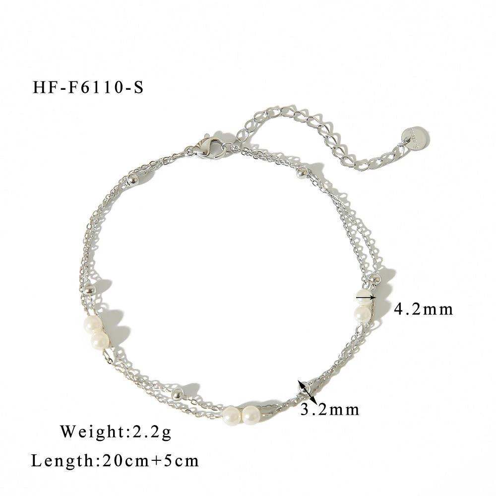 Womens Double-Layer Creative Beaded Multi-Strand Anklet by GJG Denim