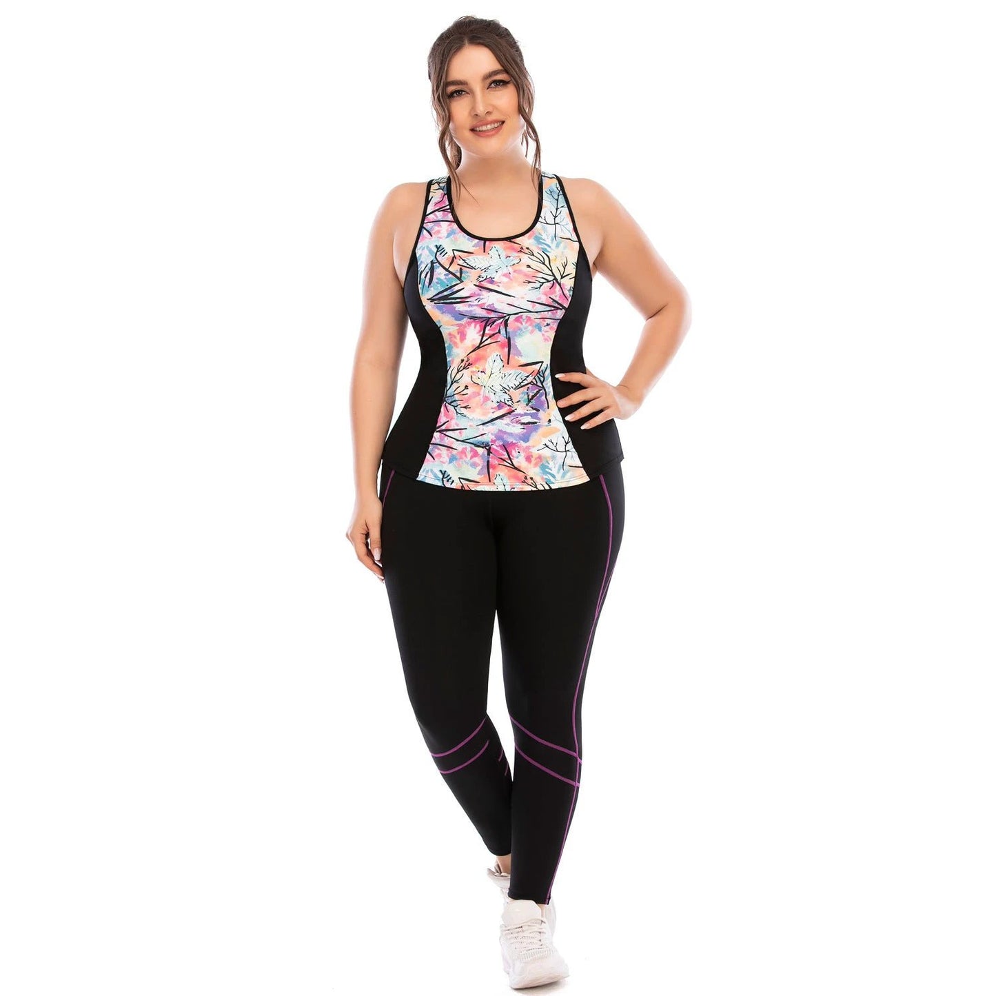 Workout Clothes Suit Plus Size Yoga Clothes Tight-fitting Pants Sports Bra by GJG Denim