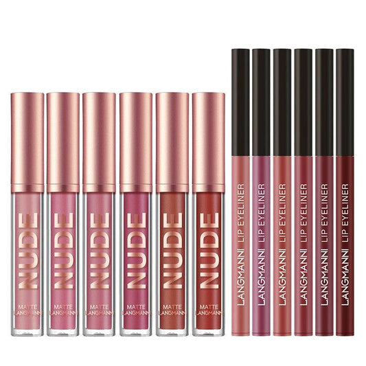 Lip Liner And Lipstick Makeup 12 Pcs Set 6 Matte Lipstick 6 Lip Liner Pens Waterproof Long Lasting Matte Lipstick Beauty Cosmetics Makeup Gift For Girls Lipstick Set by GJG Denim