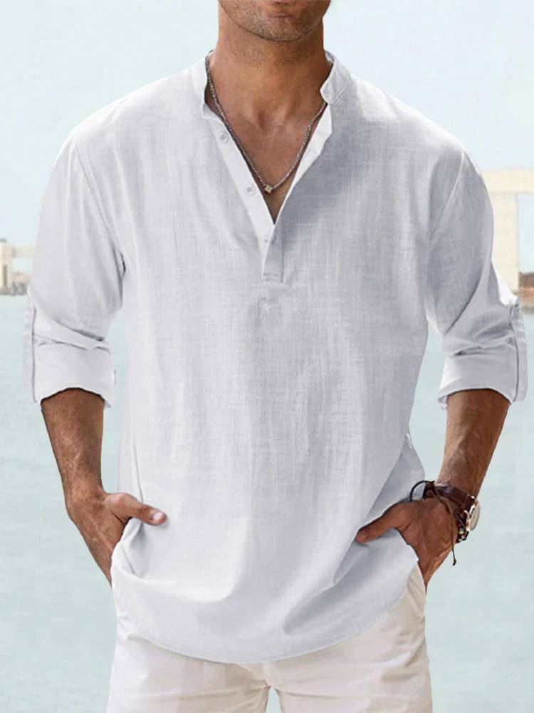 Men's Casual Cotton Linen Loose Shirts by GJG Denim