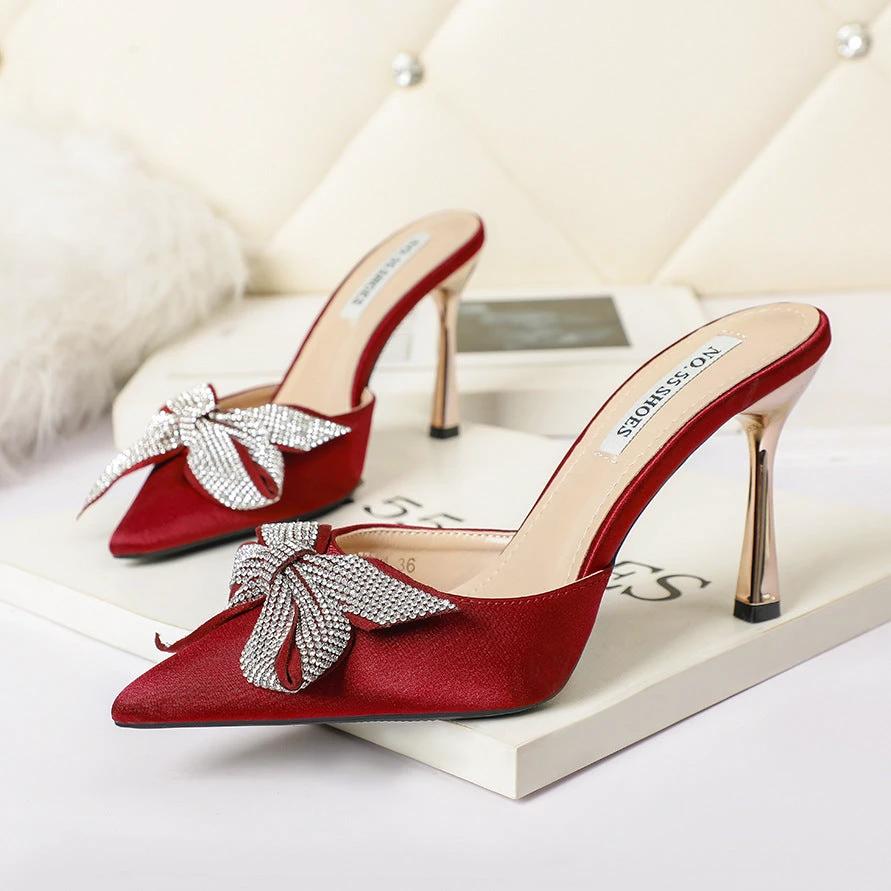 Pointed Toe Pumps Bow Sandals by GJG Denim