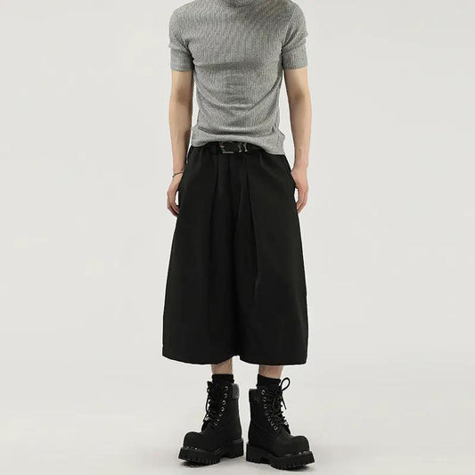 Wide-leg Pleated Men's Shorts by GJG Denim
