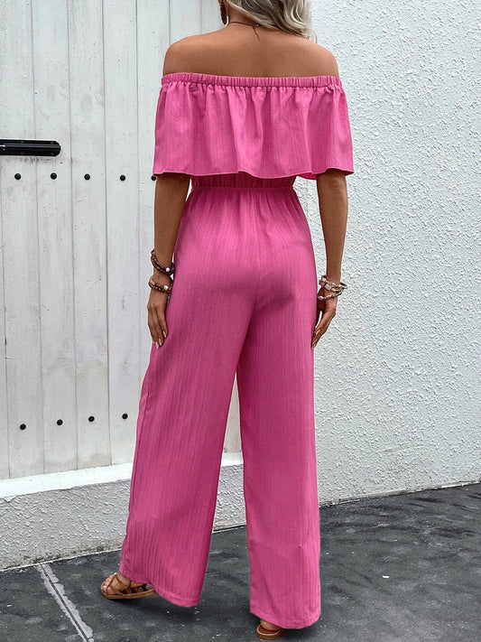 Off-Shoulder Wide Leg Jumpsuit by Lady Ros
