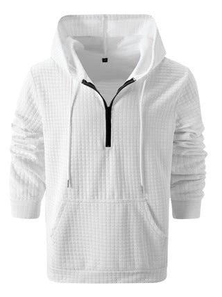 Men's Jacquard Solid-Color Casual Hoodie by GJG Denim