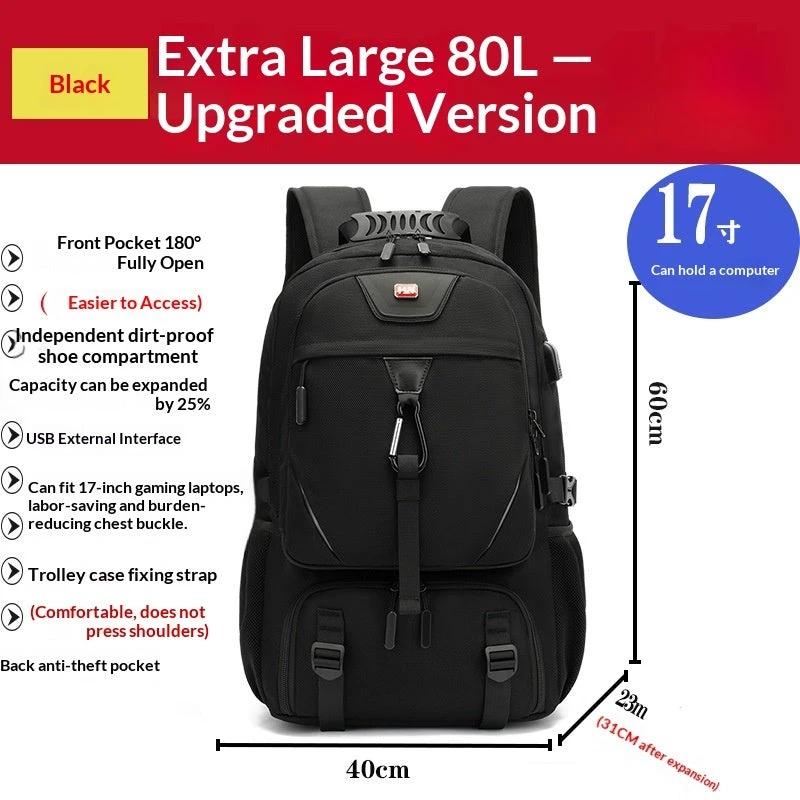 Outdoor Mountaineering Waterproof Extra Large Capacity Travel Luggage Backpack by GJG Denim