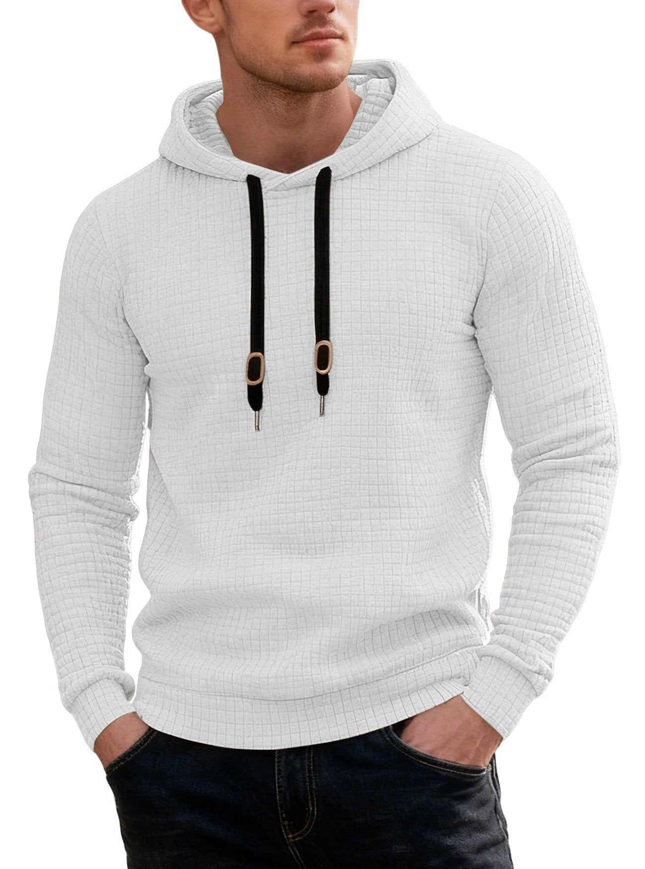 Men's Casual Long-sleeved Hooded Sweatshirt by GJG Denim