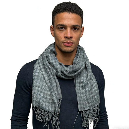 2pcs Deep Fringe Adds Movement Grey Acrylic Scarf With Fringe ,Luxe Look For Evening Wear,Scarf,vacation,daily Life,evening Party,Office Appropriate Subtlety For Women Men by GJG Denim