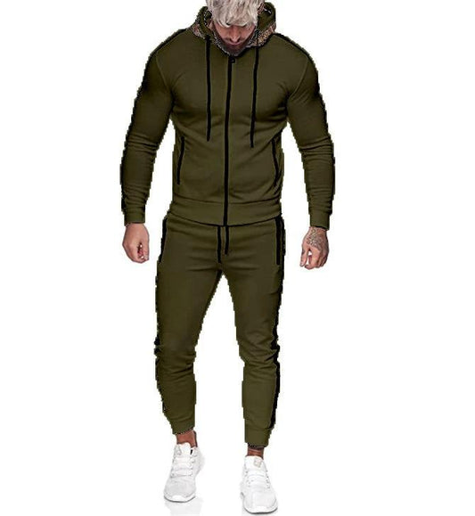 Men's Solid Color Casual Set With Hood by GJG Denim