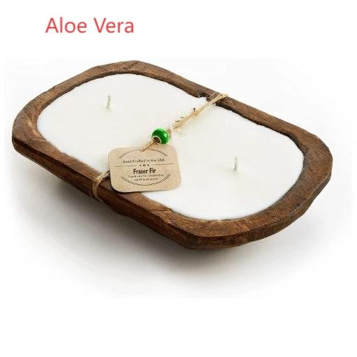 Retro Lavender Wooden Basin Candles Three Wick Aromatherapy Candle by GJG Denim