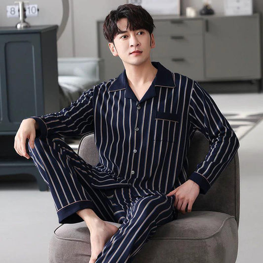 Men's Cotton Long-sleeved Pajamas by GJG Denim