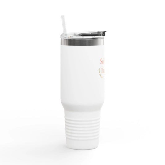 40oz Insulated Travel Mug - "Self-Care is my Vain-Game" Comfort Coffee Tumbler by Printify