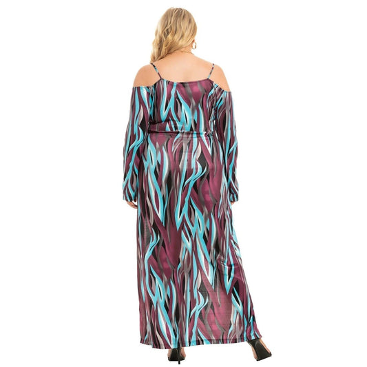 Plus Size Women's Clothing New Sexy Slit V-neck Exposed Dress by GJG Denim