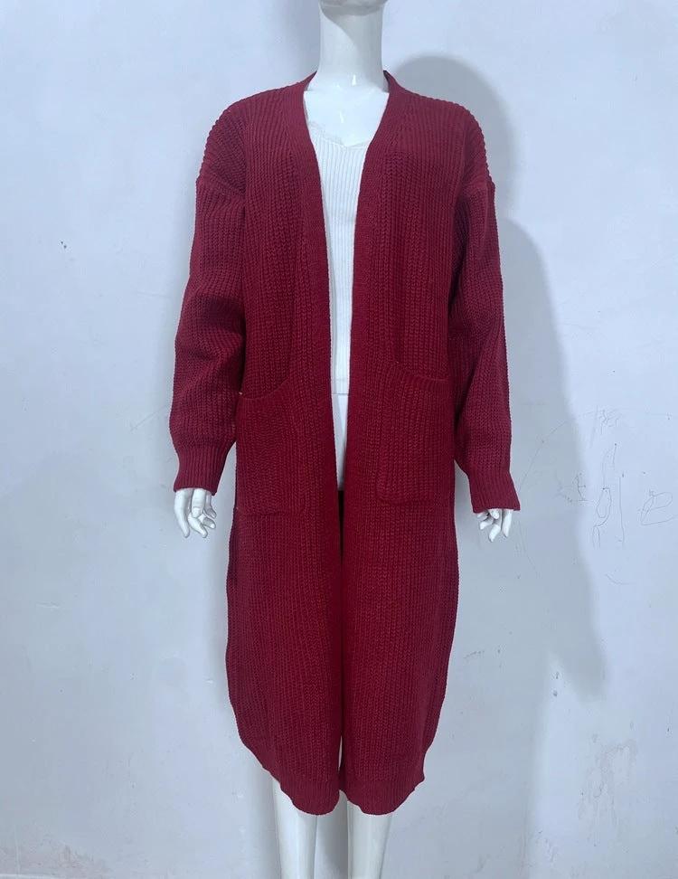Women's Knitted Plus Size Long Cardigan w/ Pocket by GJG Denim