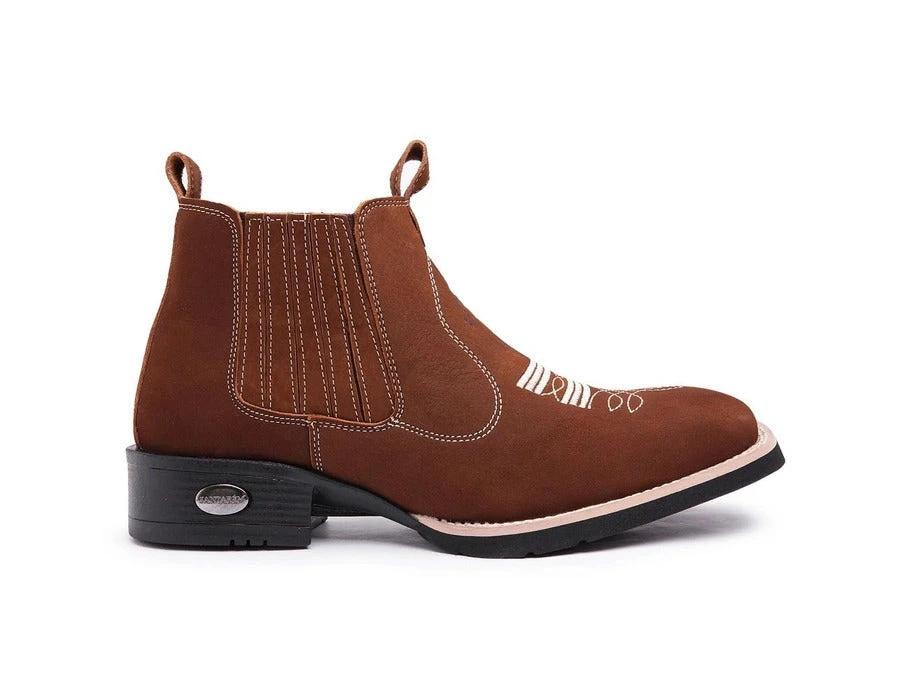 Men's Vintage Suede Flat Heel Round Toe Martin Boots by GJG Denim