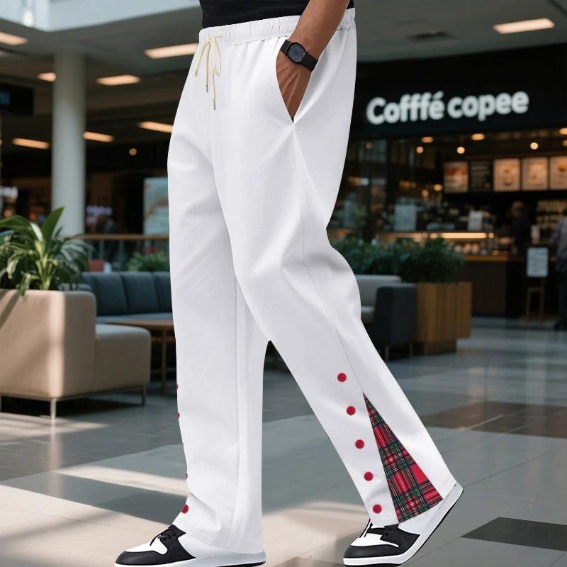 Contrast Color Drawstring No Fly Straight Track Sweatpants by GJG Denim