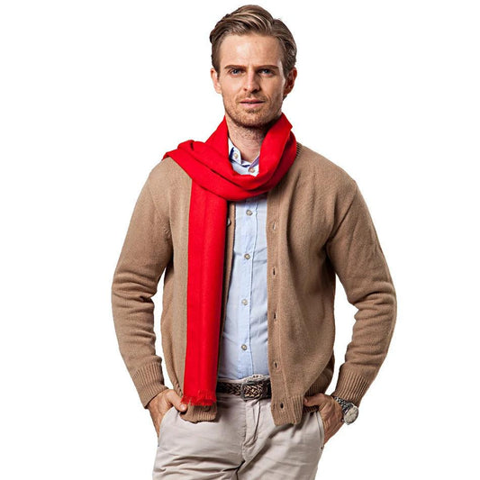 Men's Solid Color Double-sided Velvet Tassel Scarf For Men by GJG Denim