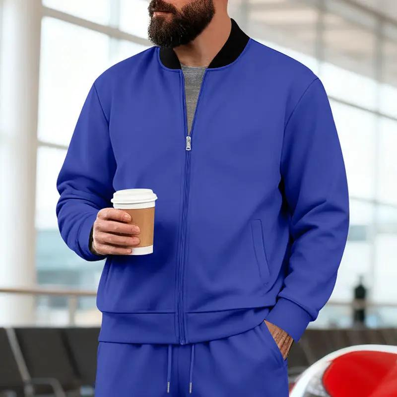 Men's Stand-Up Collar Sporty-Casual Zip-Up Suit by GJG Denim