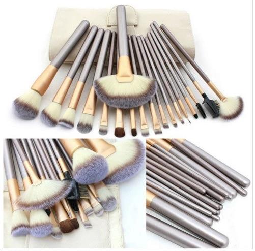 Persian Make-up Brush Suit Rice White Make Up Brush, Champagne Color Brush Handle Make-up Brush by GJG Denim