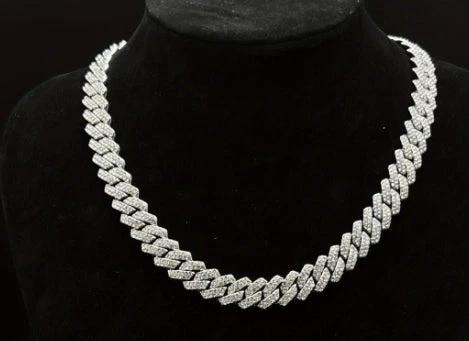 14mm Diamond-Encrusted Rhombus Necklace For Men by GJG Denim