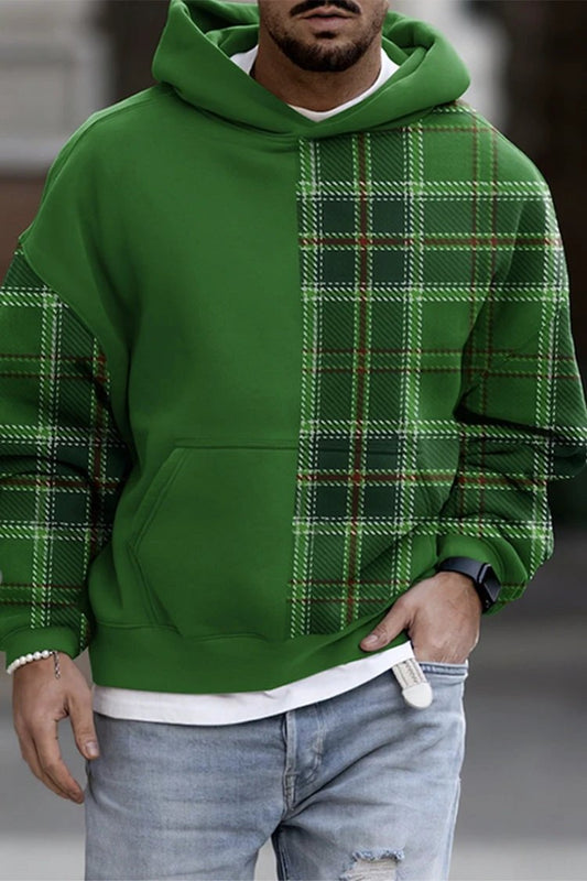 Men's Casual Fashion Trendy Plaid Print Sweatshirt by GJG Denim