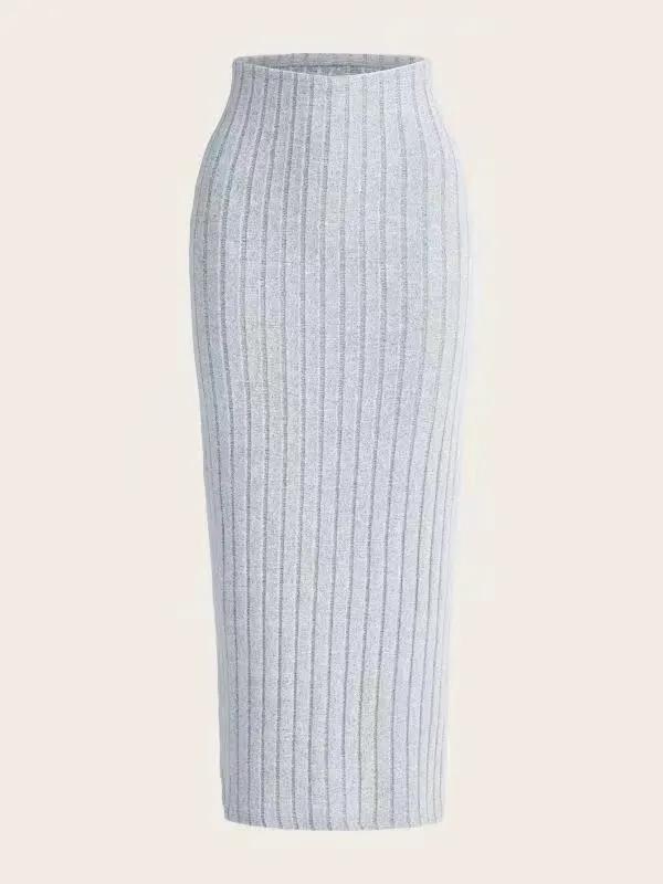 New Style Outerwear Casual Fashionable Versatile Midi Skirt In Light Gray by GJG Denim