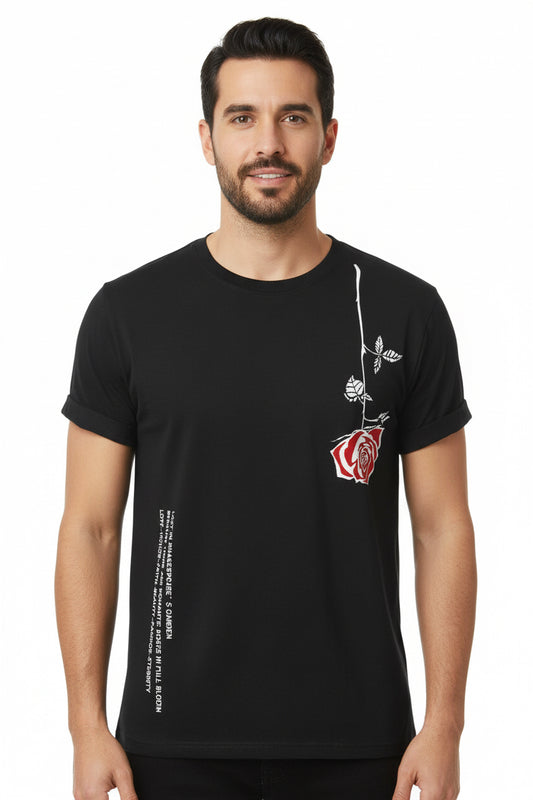 Rose 3D Digital Short Sleeved T-shirt For Men by GJG Denim