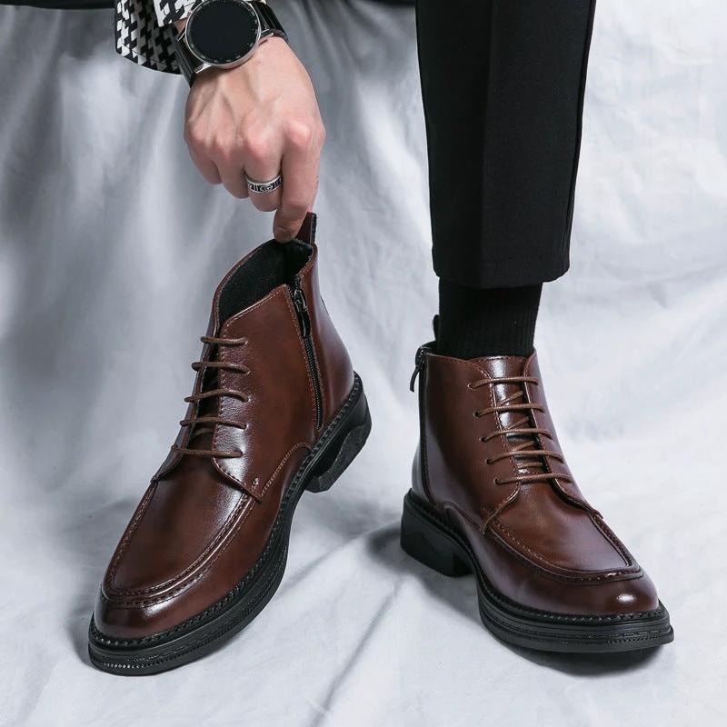Men's Fall And Winter High-top Mid-cut Martin Boots Casual by GJG Denim