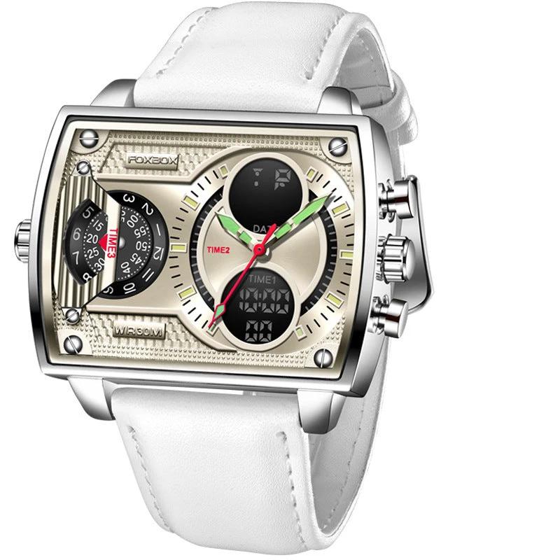 Quartz Electronic Dual Display Multi-function Square Watch by GJG Denim