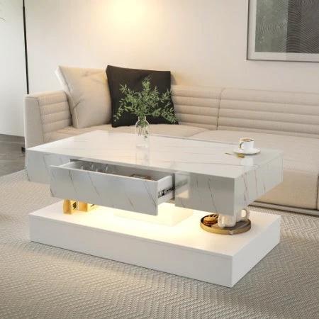 6.93IN High LED Coffee Table,Modern Coffee Table For Living Room,Living Room Tables,Large Living Room Furniture,LED Lights by GJG Denim