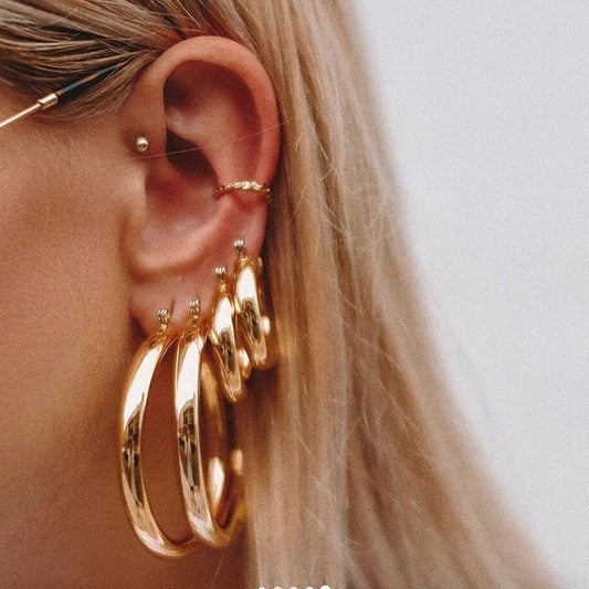 Titanium Steel HOOP Ring HOOP Earrings Cold Scenery Surface by GJG Denim