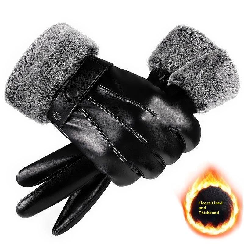 Men's Fleece-lined Thick Windproof Gloves by GJG Denim