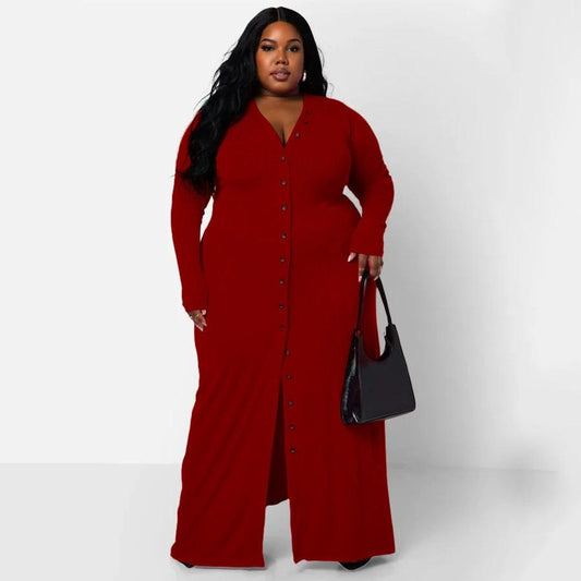 Plus Size Women's Sunken Stripe Split Dress by GJG Denim