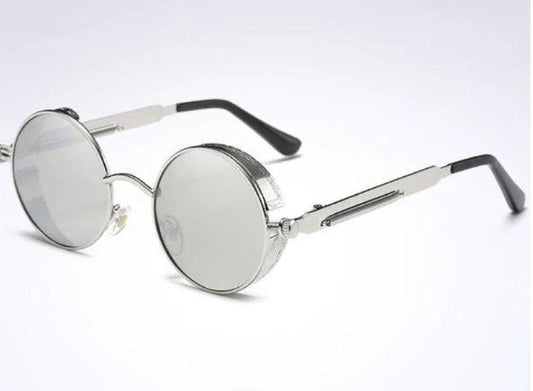 UV Protection Round Frame Metal Sunglasses For Men by GJG Denim
