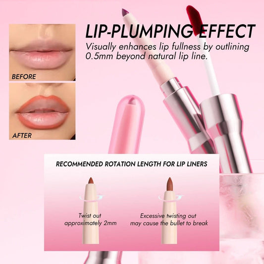 Double-headed Lip Liner Mirror Lip Gloss Two-in-one Multi-purpose Outline Lip Shape by GJG Denim