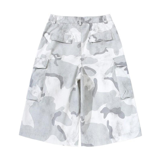 Retro Heavyweight Camouflage Loose-fit Shorts by GJG Denim