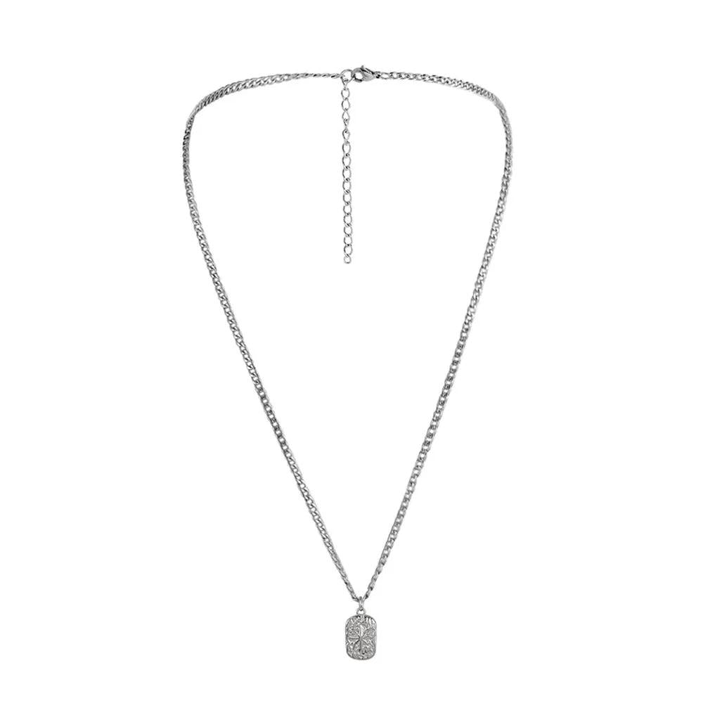 Men's Square Plate Pendant Necklace by GJG Denim